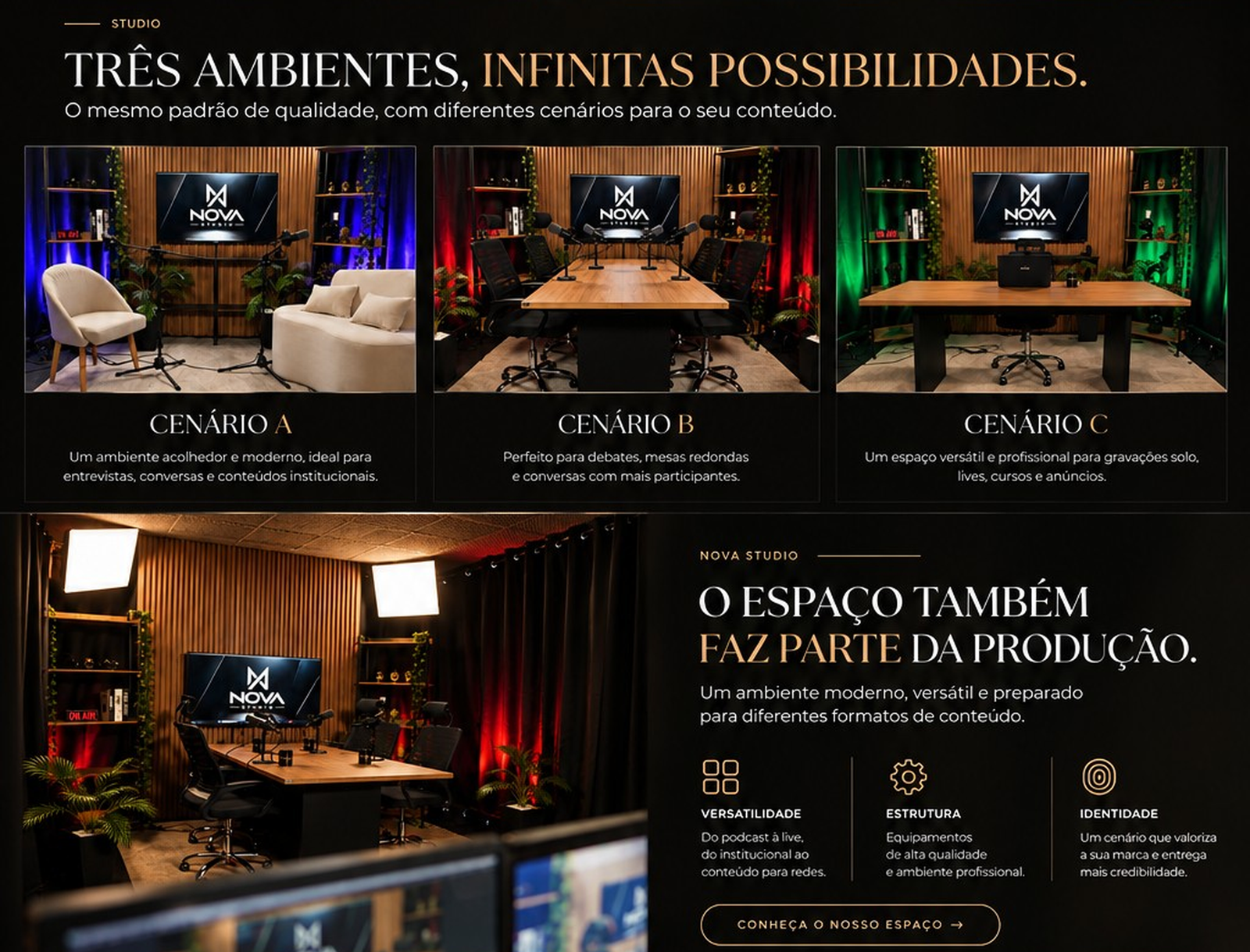 Três ambientes e estrutura da NOVA STUDIO